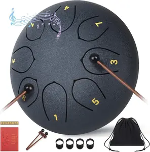 Steel Tongue Drum 6 Inch 8 Note Music Percussion Instrument Outdoor Rain Drum Musician  for Family and Friends