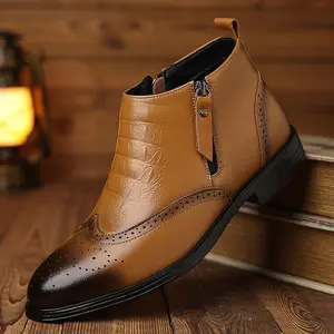 Men's high top boots, casual zippered men's shoes