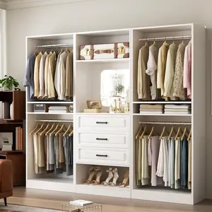 Unikito 3-in-1 Modular Closet System, 3 x 25" Mirrored Wardrobe Towers, 2000lb Capacity Storage Organizers with Drawers and Shelves, Freestanding Closet Kit for Bedroom, Dressing Room