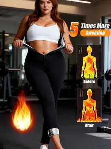 Plus Size Women's Yoga Gym Workout Clothes, Summer Sportswear, Sweat-Inducing Bodysuit, Full Body Fat-Burning Shapewear, High Waist Tummy Control Jumpsuit