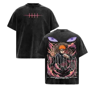 Pain Nagato Akatsuki Rinnegan Six Paths Leader Naruto Shippuden Anime Vintage Washed Oversized Graphic Tee Heavyweight Cotton Shinobi Streetwear Shirt