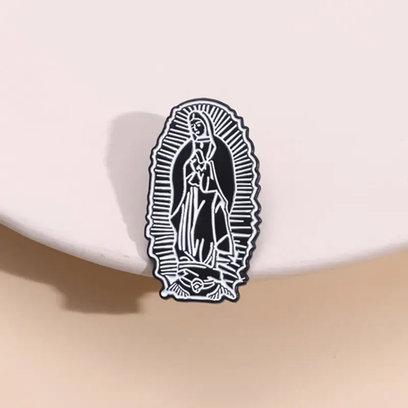 Guadalupe Virgin Pin, Flower Brooch Pin, Lapel Pins, Mexican Religious Art Enamel Badge, Latin Culture Pride Symbol, Catholic Holiday Souvenir, 1 Piece, Jewelry, Accessories