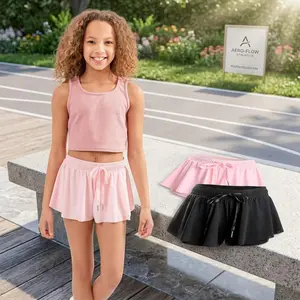 Girls' Ombre Butterfly Athletic Shorts - Flowy 2-in-1 Preppy Skorts with Inner Pockets and Liner for Kids Ages 2-16, Comfortable Breathable Fabric Perfect for Sports, Play, School, and Casual Wear