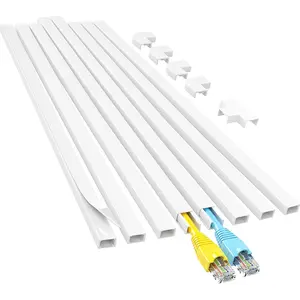 Cord Hider, 113in One-Cord Cable Concealer, Cord Covers for Wires on Wall, Easy Install Cable Management Kit for 2 Small Wires, Cables Raceway Home Office, W0.59in H0.4in, White