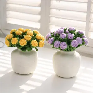 A bouquet of 20 handcrafted, crochet mini-roses—perfect as home decor and a versatile tabletop ornament. These warm, soft, and low-maintenance "eternal flowers" make an ideal gift for Mother's Day or Valentine's Day.