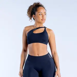 Dfyne Impact Asymmetric Sports Bra - Seamless Design, Strappy Back, High Stretch Durable Fabric, Removable Bra Pads, Medium Support