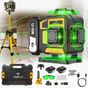 16 Lines Laser Level,  4x360° Green Laser Level With 2pcs Rechargeable Lithium Batteries/ Wall Mount For HOME And Outdoor Building Renovation Work
