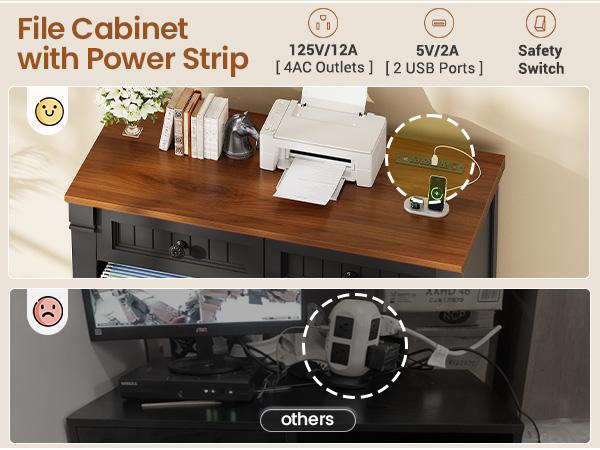 SEDETA 33 Inch 4 Drawers File Cabinet Farmhouse Filing Cabinets for Home Office fit Legal/Letter/A4 File Wood Office File Cabinet with Power Outlets Printer Stand with Storage SEDETA 33 Inch 4 Drawers File Cabinet Farmhouse Filing Cabinets for Home Office fit Legal/Letter/A4 File Wood Office File Cabinet with Power Outlets Printer Stand with Storage