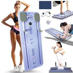 Foldable Pilates Ab Exercise Board, Multi-Functional Ab Board, Auto-Rebound Fitness Board with Resistance Bands, Suitable for Home and Office Abdominal Core Trainer Abdominal Trainers