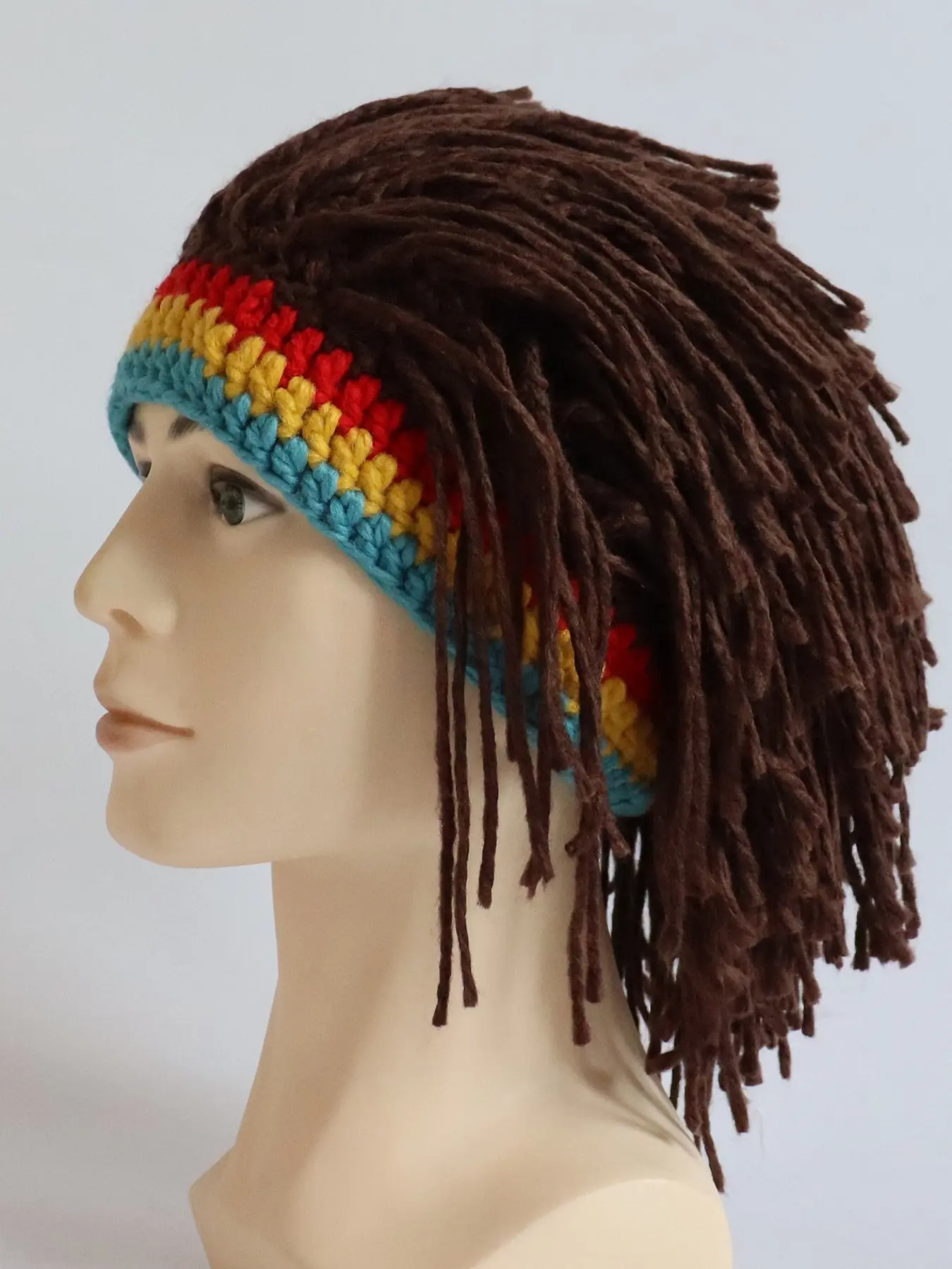 Creative Handmade Wig Beard Hat, Unisex Knitted Woolen Cap for Autumn Winter, Funny Casual Beanie for Men Women, Unique Gift Idea