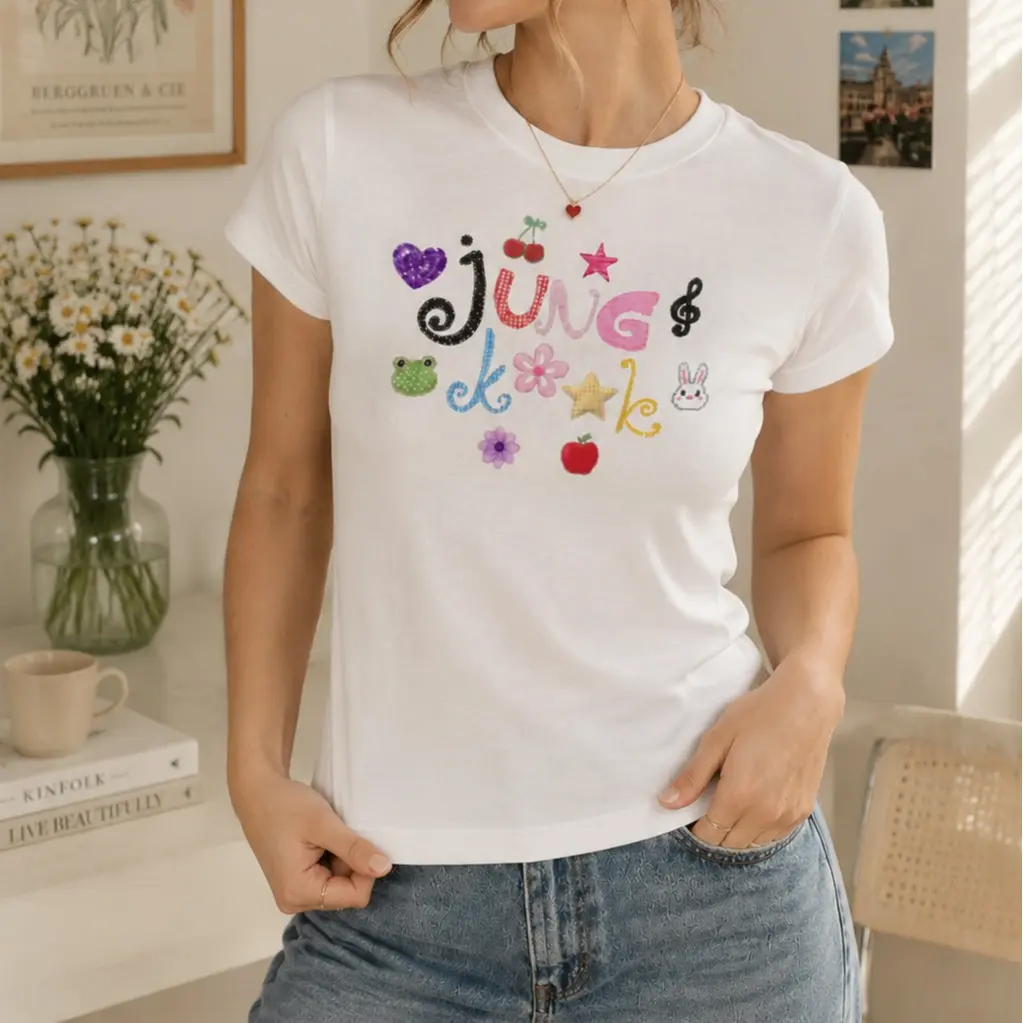 Jung..kook Faux Patchwork BabyTee ARIRANG Tour Merch Kpop Fan Concert Outfit Vintage Graphic Shirt Retro Idol Inspired Unisex Top