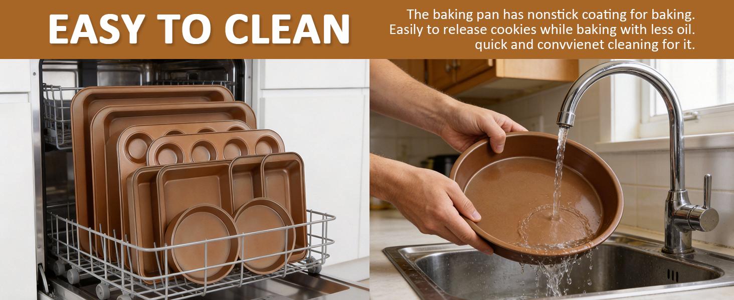 10-Piece Nonstick Bakeware Set, Carbon Steel, Oven Safe Baking Pans, Cookie Sheets, Baking Trays, Bakeware for Bakers, Kitchen Cooking Utensils 10-Piece Nonstick Bakeware Set, Carbon Steel, Oven Safe Baking Pans, Cookie Sheets, Baking Trays, Bakeware for Bakers, Kitchen Cooking Utensils