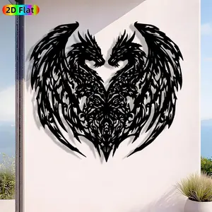 1pc Avant-Garde Twin Dragons Metal Wall Art, Avant-Garde Twin Dragons Statue Mural, Iron Craft, Perfect for Living Room, Garden, Zoo Corner Decor, Intricate Craftsmanship, Artistic Metalwork, Christmas Decor, Ideal Gift for Trend Seekers