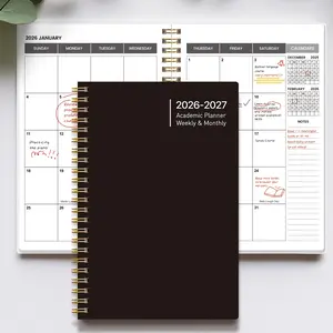 2026-2027 Minimalist A5 Planner Notebook, Transparent Protective Cover, Weekly Monthly Plan Journal, Essential Stationery