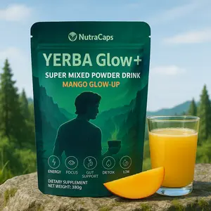 Yerba Glow+ Super Mixed Powder Drink Mango Glow-Up - 30 Servings Detox Energy Focus Dietary Supplement 330g