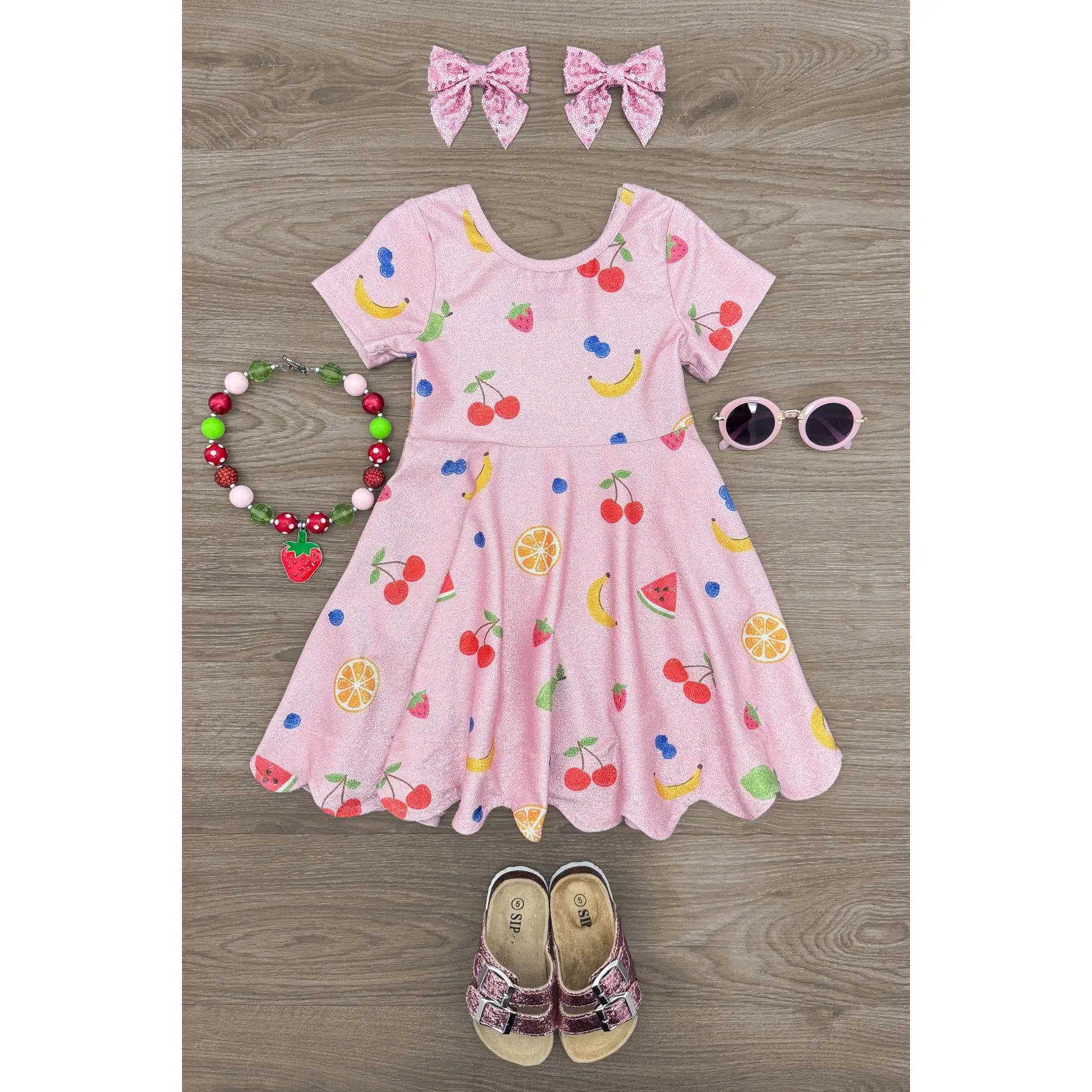 Pink Glitter Fruit Dress