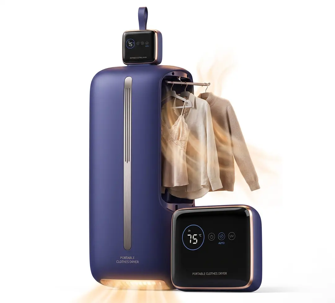 Portable Compact Clothes Dryer, Global Voltage Travel Dryer, Unique Design with 4 Drying Modules, 36-Decibel Silent design, Quiet Efficient Portable Drying System for Home, Travel & Dorm