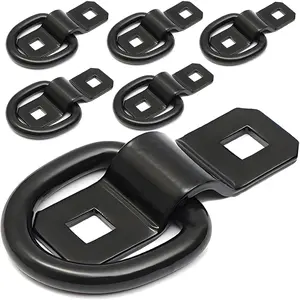 D Ring Tie Down Anchors 3/8" Heavy Duty 6,000 lbs  Tie Downs Rings for Loads on  RV Pickup Cargo Camper Control, Tie Down , ATV Surface Mount Bracket Anchor Point (Black)