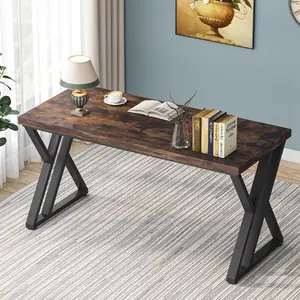 Tribesigns 55" Heavy Duty Computer Desk, Rustic Brown Office Desk with Large Tabletop for Home Office Study Room Living Room