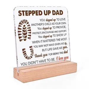 Step Up Dad Plaque, Step Up Dad Gift, Desktop Plaque, Home Decor, Gift for Step Dad, Birthday Gift for Step Dad, Signs, Personalized Plaque, Acrylic Plaque Sign