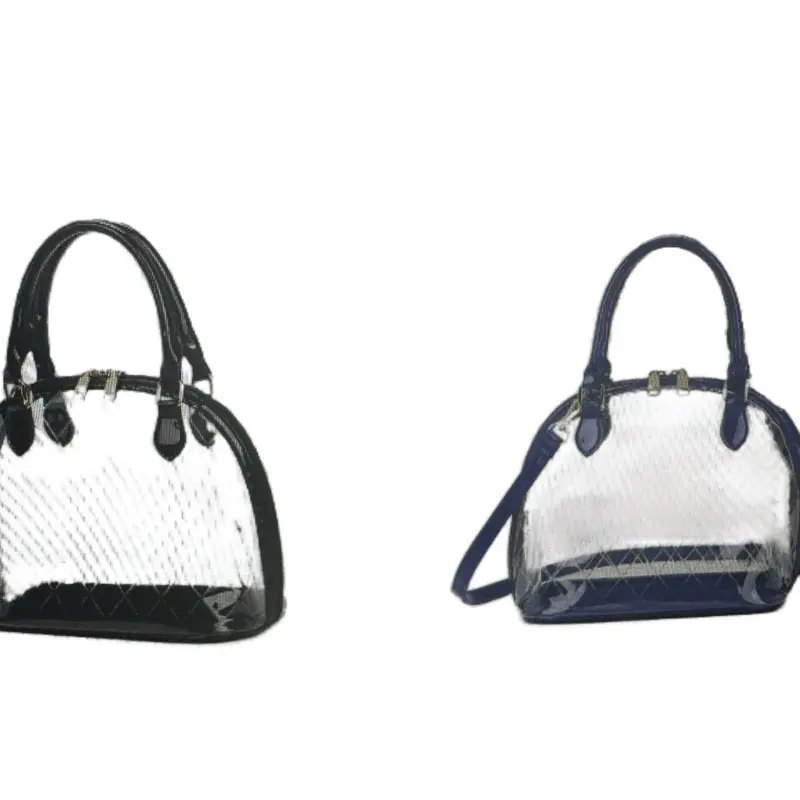 Alma Clear Dome Satchel - Lightweight Durable Vegan Leather Casual Bag with Adjustable Shoulder Straps & Gold Hardware