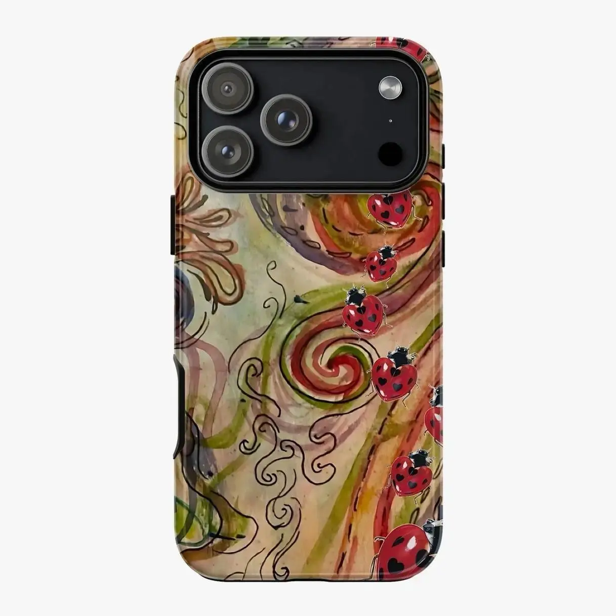 Vintage Ladybug Phone Case, Aesthetic Heart Wing Insect Collage Phone Case,Tough Case,phone Case Suitable for Iphone 11/12/13/14/15/16/17 Pro Promax Plus Air and Samsung S22/S23/S24/S25 Plus Ultra Fe, Fairycore Ladybug Gift for Women & M,Spooky,Late,Night
