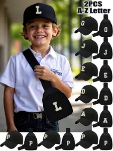 2pcs/Set Kids Baseball Cap 26 Letters Printed Truck Driver Hat And Chest Bag Set, Fashionable Casual Sun Hat, Convenient Mini Coin Purse, Suitable For Boys Girls Back To School Daily Wear, Outdoor Activities, Holiday Travel,Birthday Gift.3-6Y