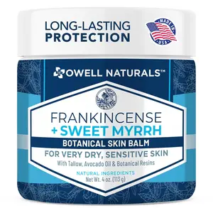 Owell Naturals Frankincense & Myrrh Body Balm – Deep Moisturizing Balm for Very Dry & Sensitive Skin – Non-Greasy Botanical Skin Care with Avocado Oil & Tallow – 4 oz