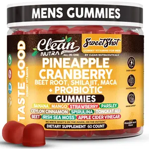 Clean Nutra Pineapple, Cranberry, Beet Root, Shilajit, Maca & Probiotics for Men’s Vitality & Daily Wellness Support Gummies – Sweet Shot