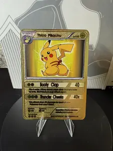 Thicc Pikachu Promo Pokemon Premium Gold Metal Card Collectible Gift Display