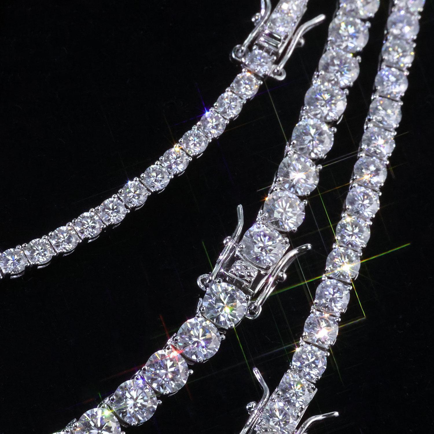 ESKEEM Moissanite Tennis Chain Necklace 925 Silver Iced Out VVS Pass Diamond Tester 2/3/4/5mm Tennis Chain Fine Jewelry