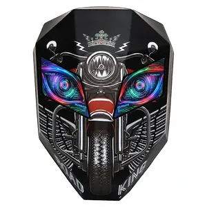 LED Knight Backpack with DIY Pixel Art Screen, Cool Crown Design Hard Shell Motorcycle Helmet Bag, Expandable Laptop Backpack with Glowing Eyes, App Control Display for Riding (Power Bank Not Included)