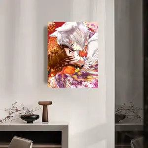 Painting Calligraphy Minimalist Inner Frame Painting Elevate Your Space Anime Light Luxury Inner Frame Decor Create a Premium Home Vibe No Drilling Needed Easy to Hang HD Art Inner Kiss Frame Perfect for Living Room K-Kamisama & Bedroom