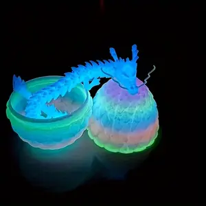 Night Glow 3D Dragon Egg with Moving Tail, Colorful Desktop Decor, Home Office Gift, Perfect Mutual Present, Unique Bio Art Piece