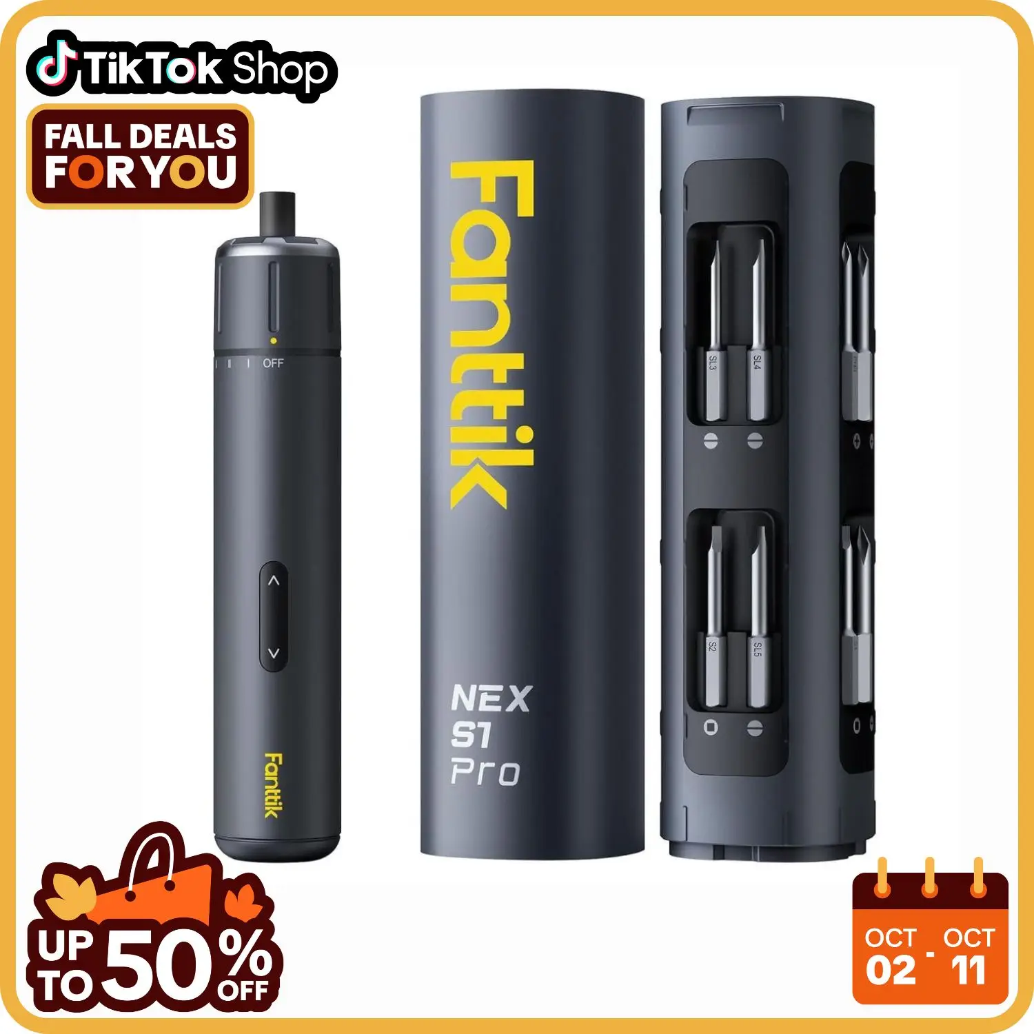 Fanttik S1 Pro 3.7V Electric Screwdriver, Cordless Screwdriver, 16 S2 Metal Bits,3 Torque Settings, Max 6 N.m,Idea Tool for Furniture/Desktop Computer