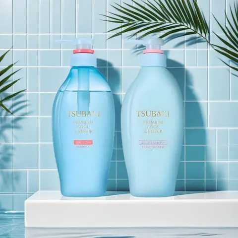 SHISEIDO Tsubaki Silky Smooth Shampoo and Conditioner Set 15.2 oz x 2 - Oil Control Anti-Itch Summer Edition