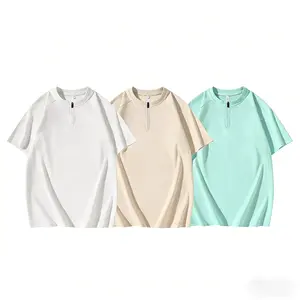 Men’s American-Style Half-Zip T-Shirt for Summer — High Stretch Raglan Sleeves, Loose Fit, Minimalist Design, Trendy and Versatile