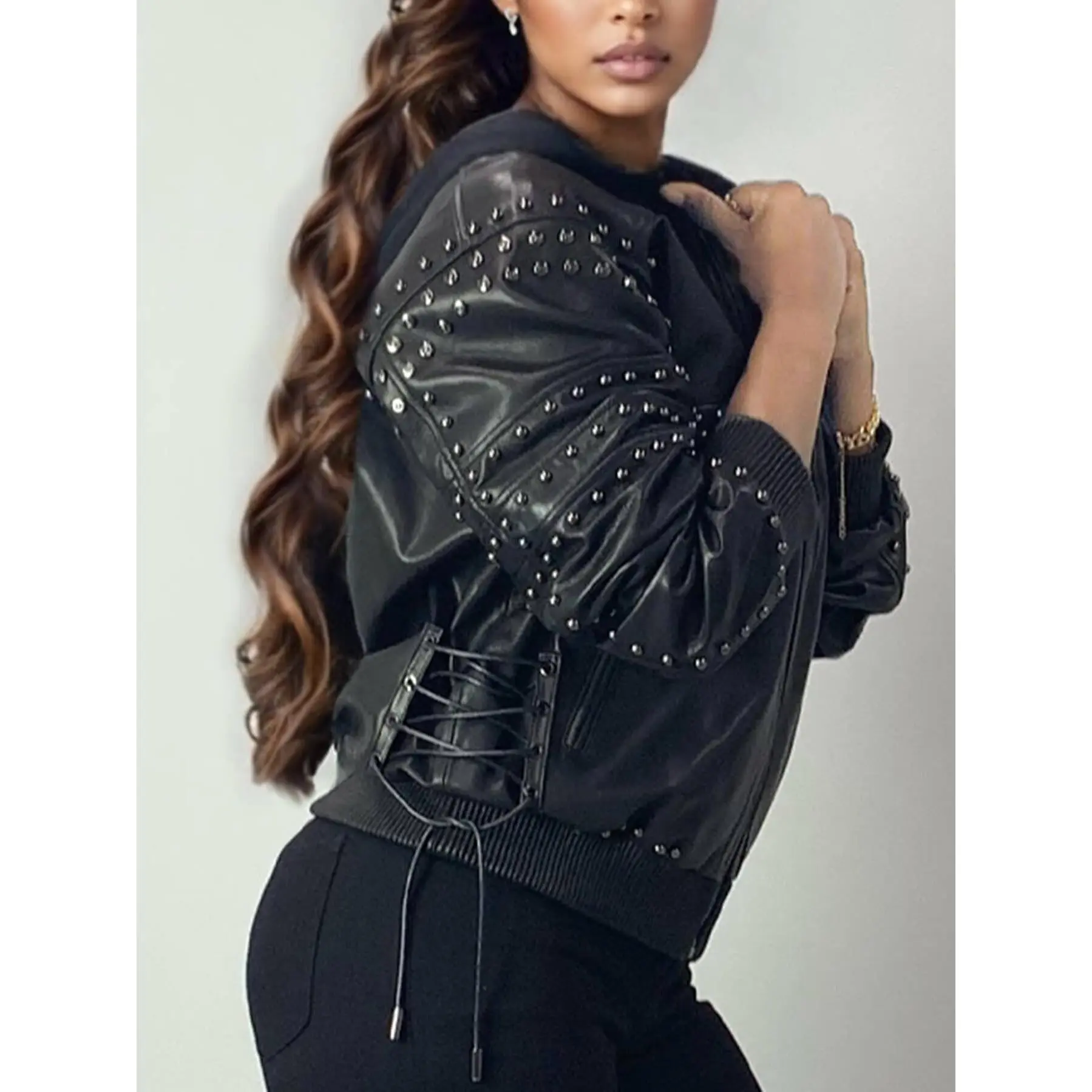 Apple Bottoms Leather Bomber Jacket, Black, Womenswear Soft Smooth
