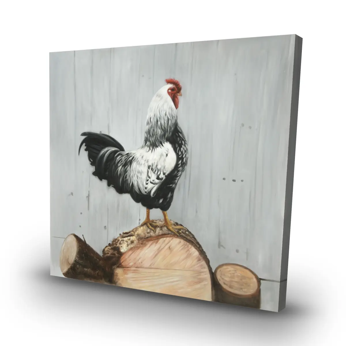 360 Stand Wyandotte Rooster High-Def Artistic Photo Print - 32x32 in. Brown Animal Wall Art, Rustic Charm Farmhouse Home Decor, Ideal Home Supplies Gift, Decoration, Artwork, Modern Farmhouse Home