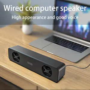 Portable Long Loud Computer Speakers USB Powered Dual Speakers AUX Input Adaptable to Desktop PC Laptop Tablet Suitable for Office Game Music