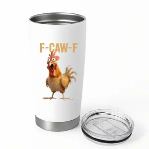 F-Caw-F Funny Chicken 20oz Skinny Stainless Steel Tumbler, Chicken Humor, Rooster Tumbler, Funny Gifts