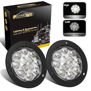 Partsam 2PCS 4" Waterproof Backup Reverse Light Flange Mount 12 LED Truck Trailer RV White