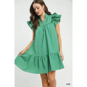 Umgee Flutter Sleeve Tiered Dress