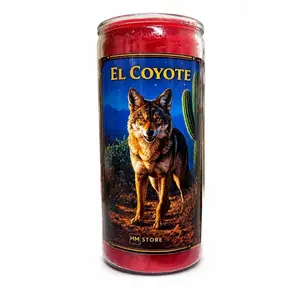 El Coyote Prepared 14-Day Candle (Vela Preparada Roja El Coyote)-Cera Roja