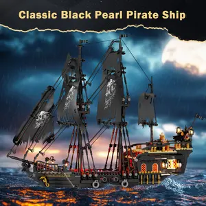 1755 Pieces Pirate Ship Pearl Building Blocks Set, Abs Material, High Difficulty, Home Decor, Gift for Teens, Adults, Christmas, Birthday