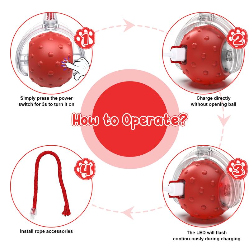 SPOVEN Cat&Small dog Toy - Interactive USB Rechargeable  Ball Toy on Rug , Anti-Depression Fun Gift for Cats & Dogs