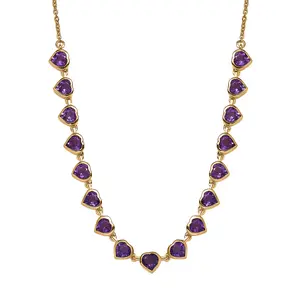 EverTrue African Amethyst 7.15 ctw Heart Journey Necklace in 18K YG Plated and ION Plated YG Stainless Steel 18-20 Inches