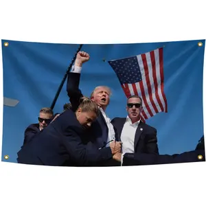 The Trump Flag Pumps Fists In The Air  3x5 Ft Tapestry Decor
