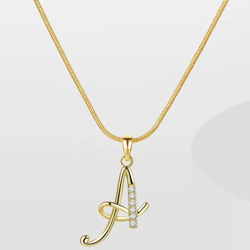 Elegant Simple 26 Letter Copper Zircon Pendant Necklace for Women, Alphabet Letter Necklace, Stylish Jewelry Accessory, Perfect Gift Idea, Necklace Initial, Birthday Gift Jewelry