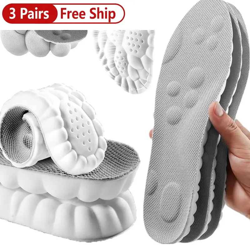Unisex 4D Cloud Ultra Thick Extra Large Shoe Insoles, Cushioned Shock Absorption Anti-Fatigue Pads, Relieve Plantar Fasciitis & ft Pain for Daily Footwear, Buy 1 Get 2 Free